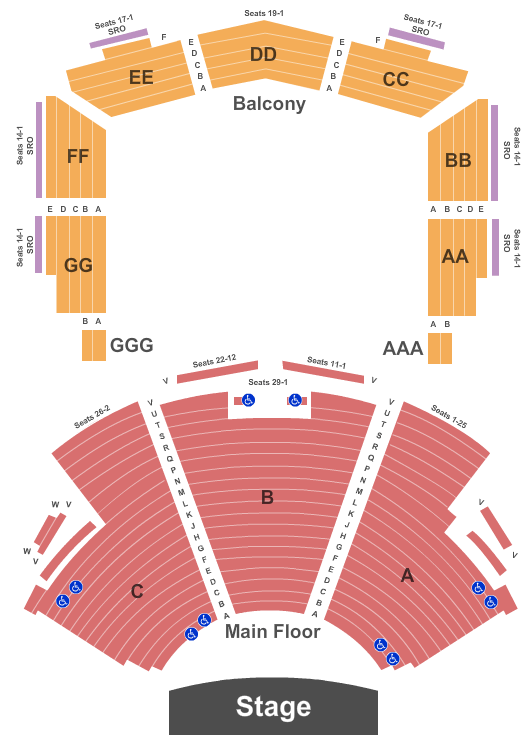 Luther Burbank Center for the Arts Frozen Seating Chart